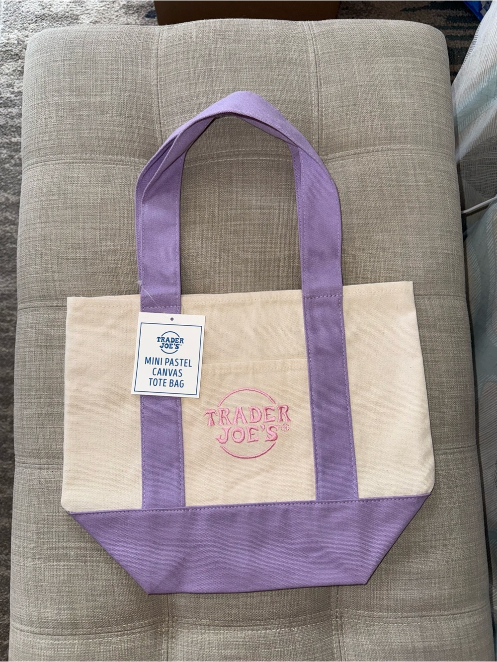 Trader Joe's Lavender Mini Pastel Canvas Tote Bags